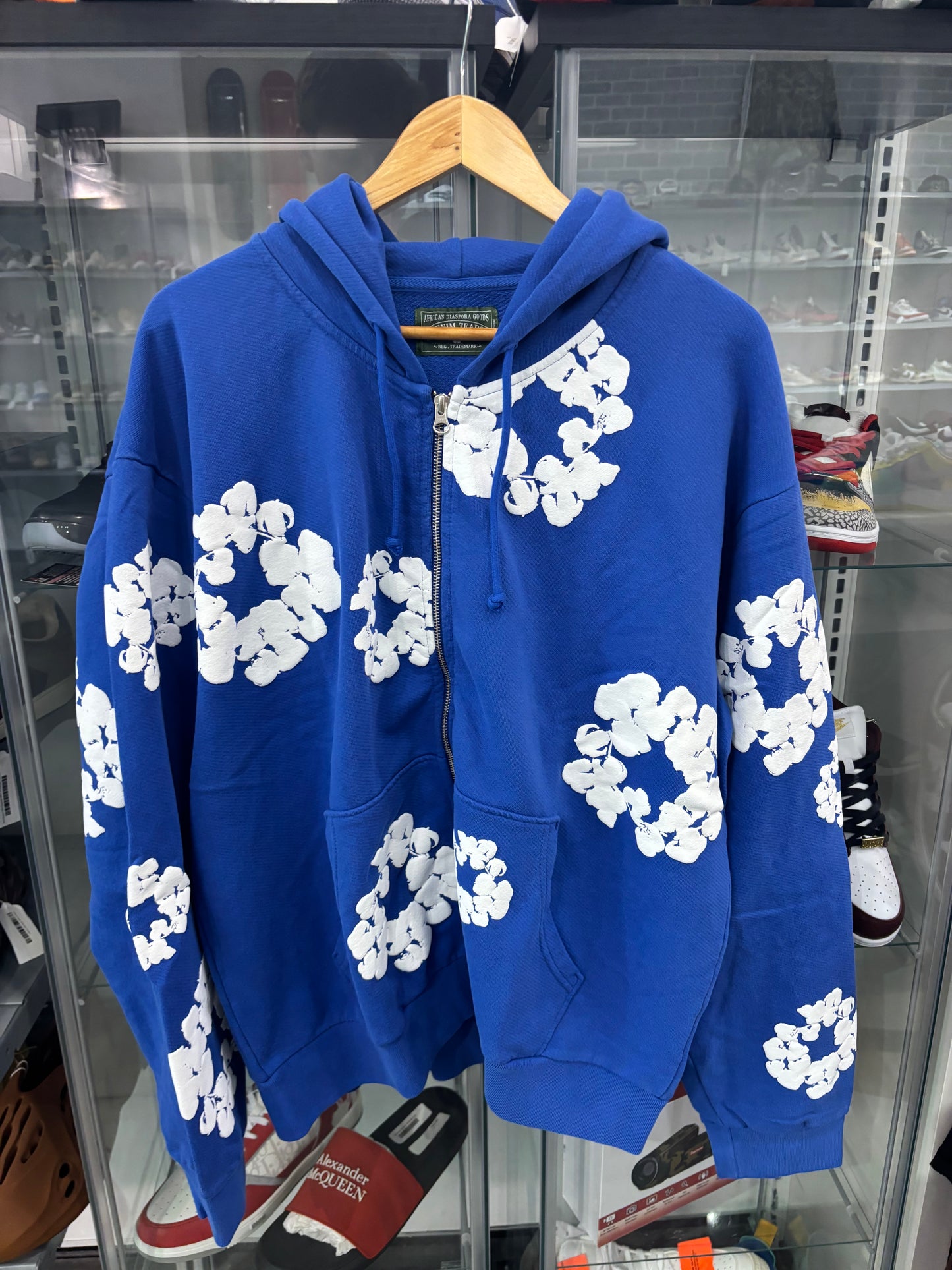Denim Tears Cotton Wreath Zip Hoodie Blue