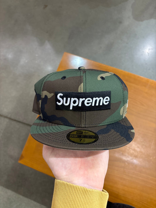 Supreme Rings Box Logo New Era Hat Woodland Camo