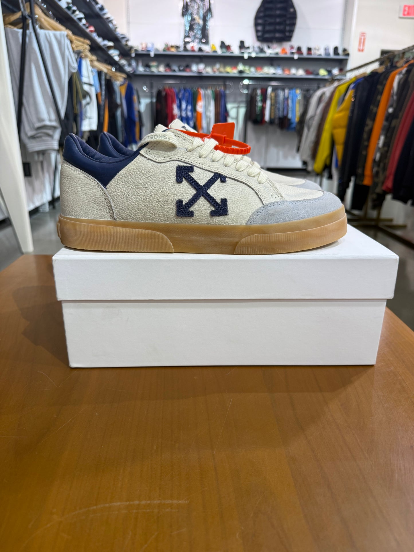 Off White Vulcanized Low Top Light Blue