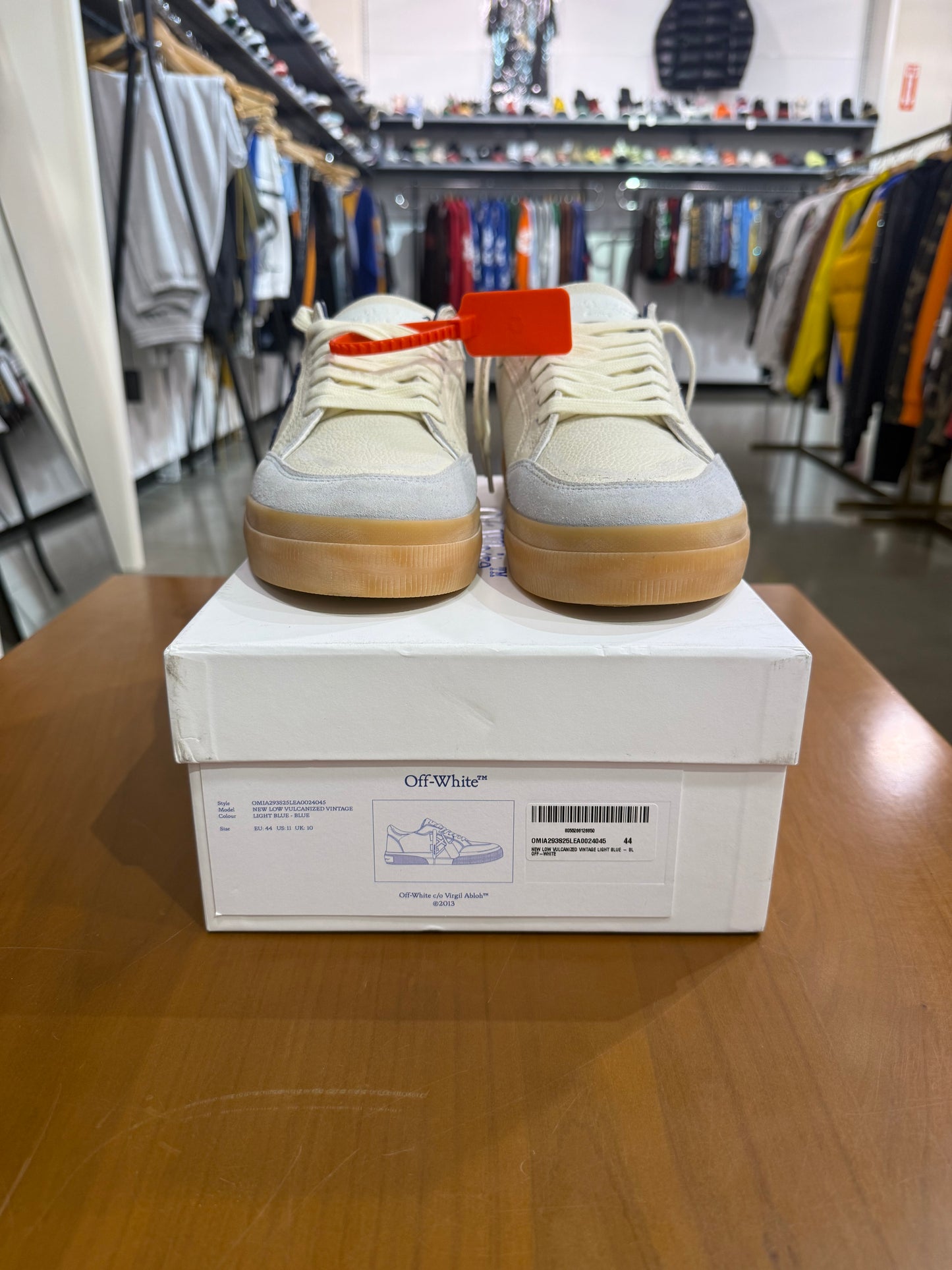 Off White Vulcanized Low Top Light Blue