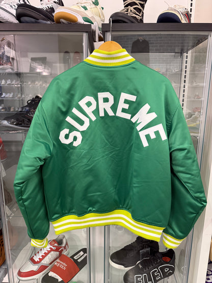 Preowned Supreme Mitchell & Ness Satin Varsity Jacket (FW24) Green