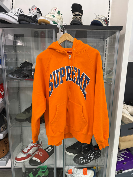 Preowned Supreme Cracked Raglan Zip Up Orange