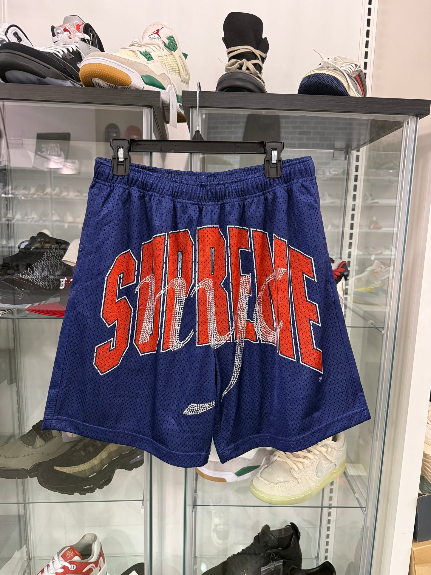 Supreme Rhinestone Mesh Shorts Navy