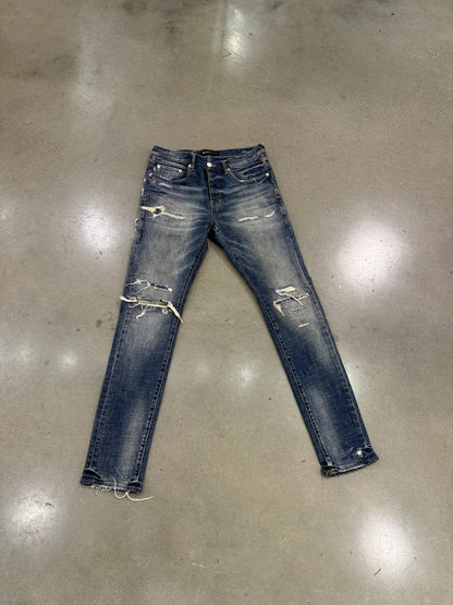 Preowned Purple P001 Distressed Blue Jeans