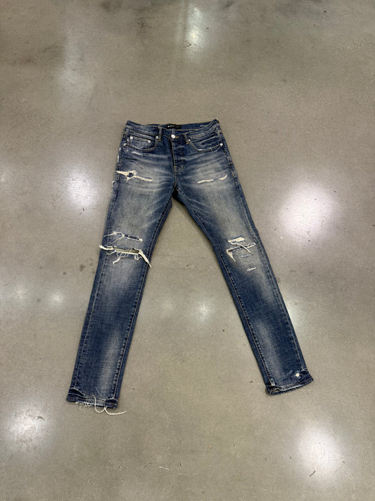 Preowned Purple P001 Distressed Blue Jeans