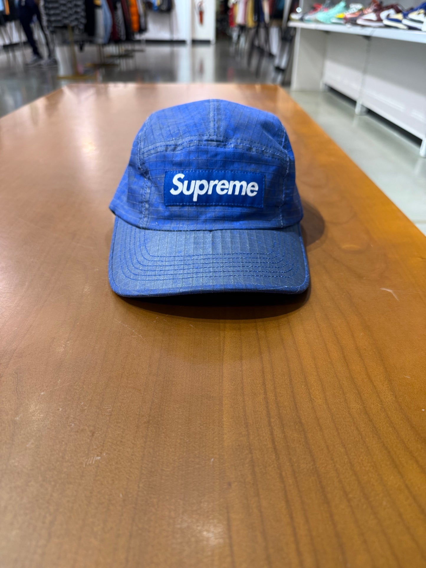Preowned Supreme Distressed Ripstop Cap Blue