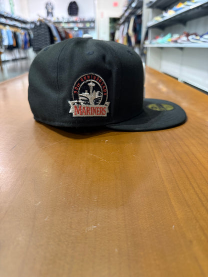 Preowned New Era 30th Anniversary Mariners Black Hat