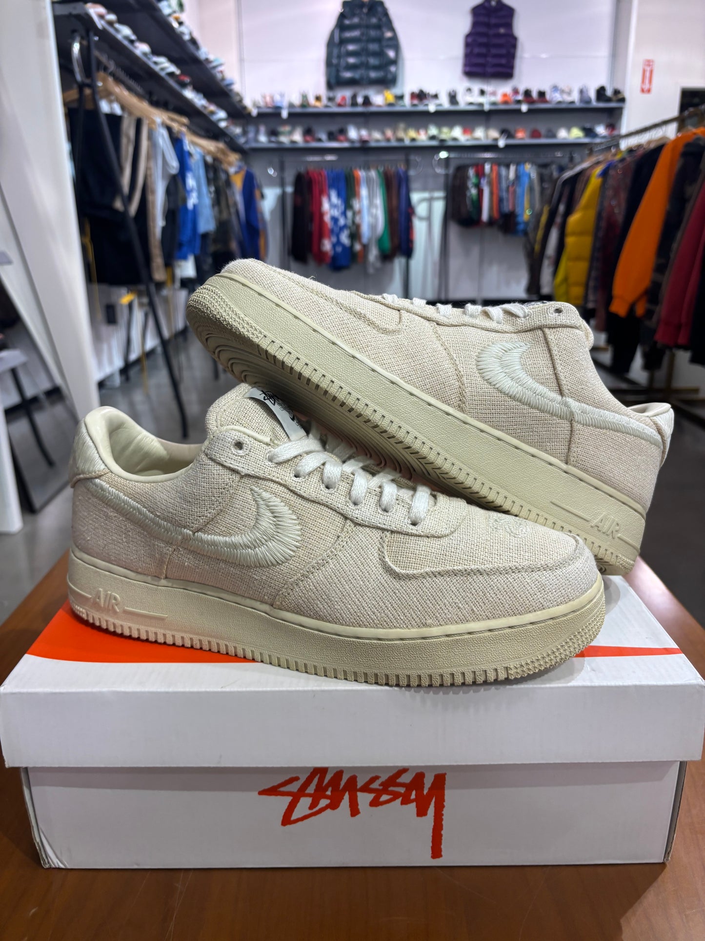Preowned Stussy Nike Air Force 1 Low Fossil