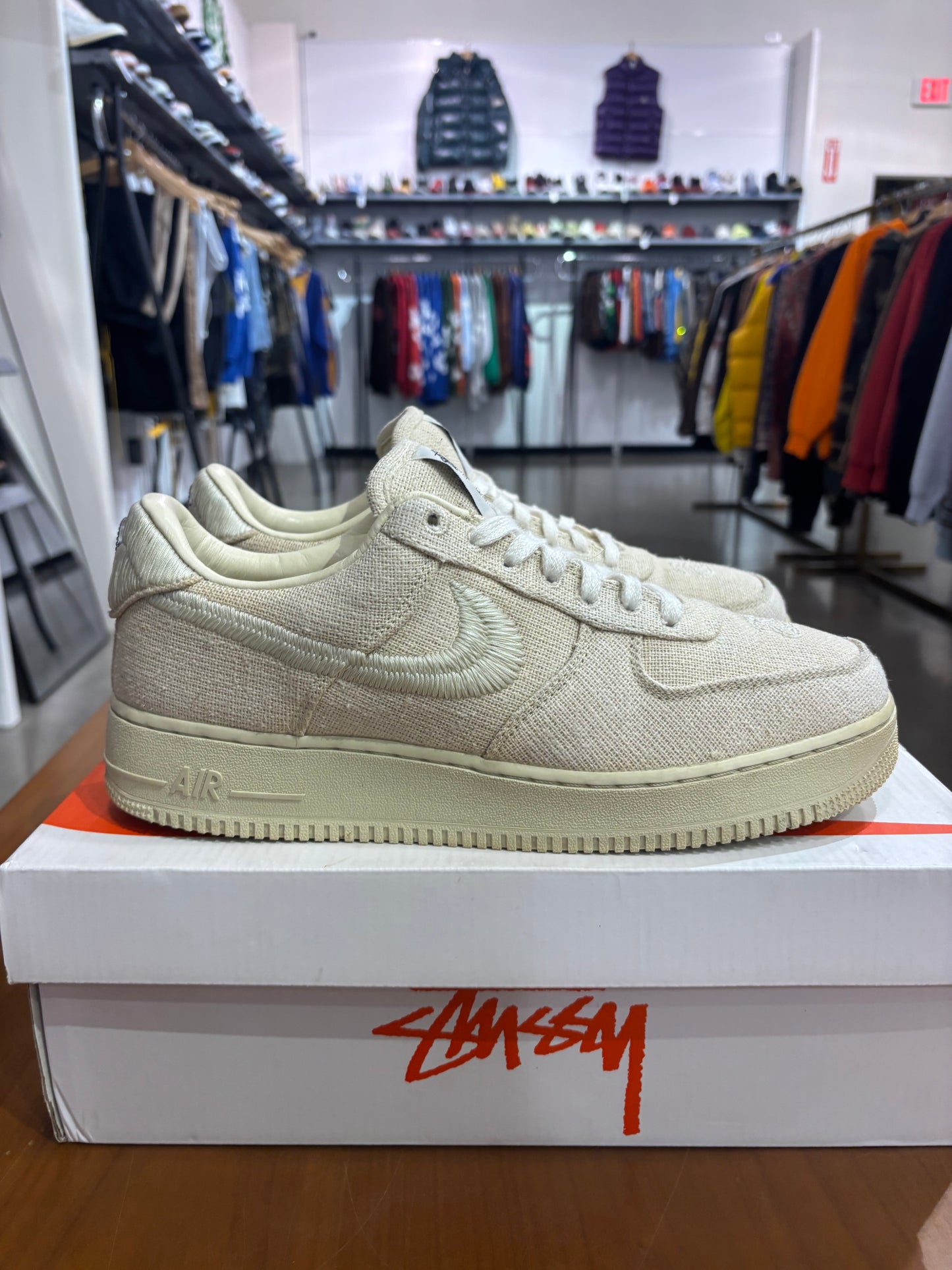 Preowned Stussy Nike Air Force 1 Low Fossil