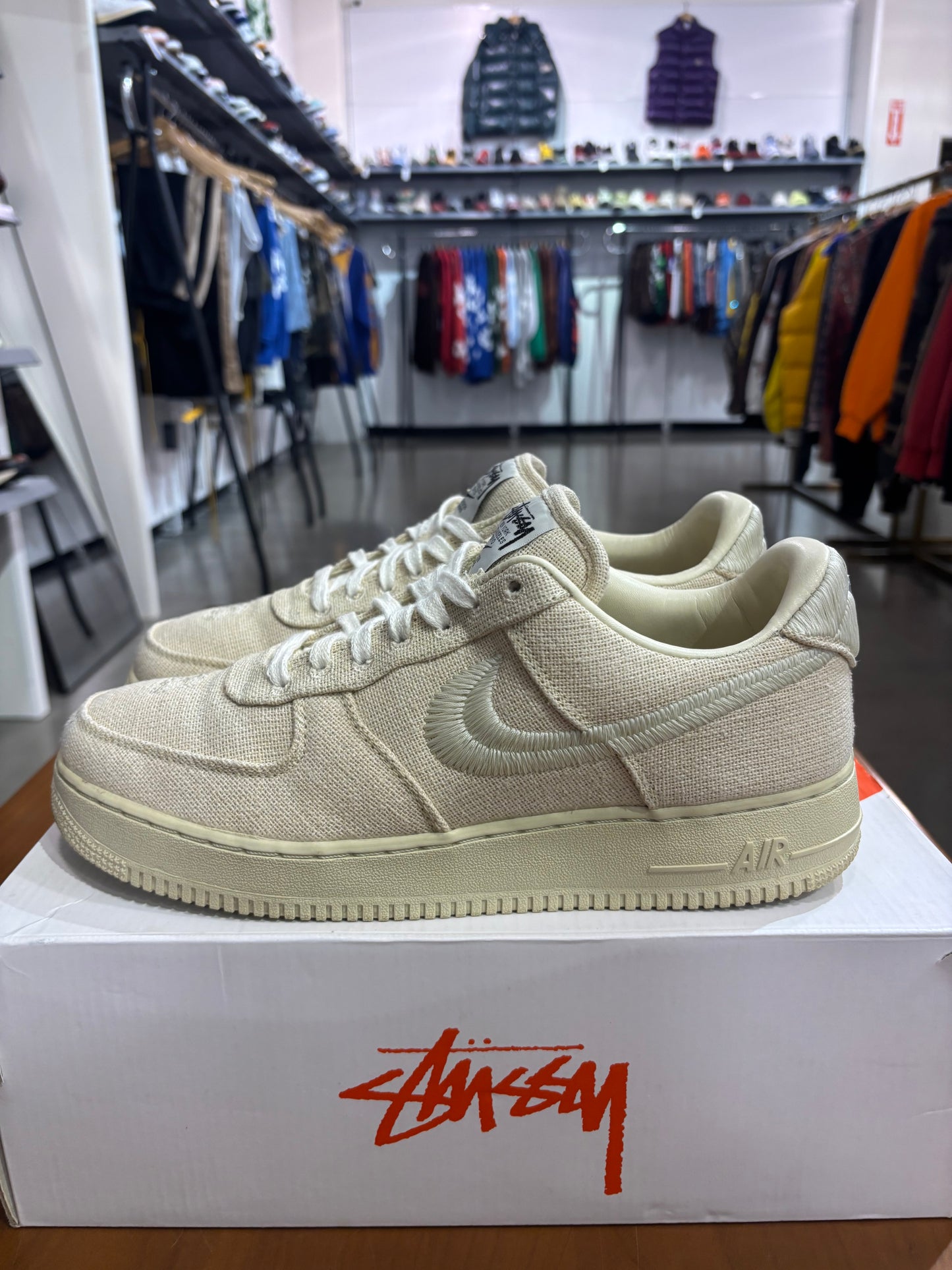 Preowned Stussy Nike Air Force 1 Low Fossil
