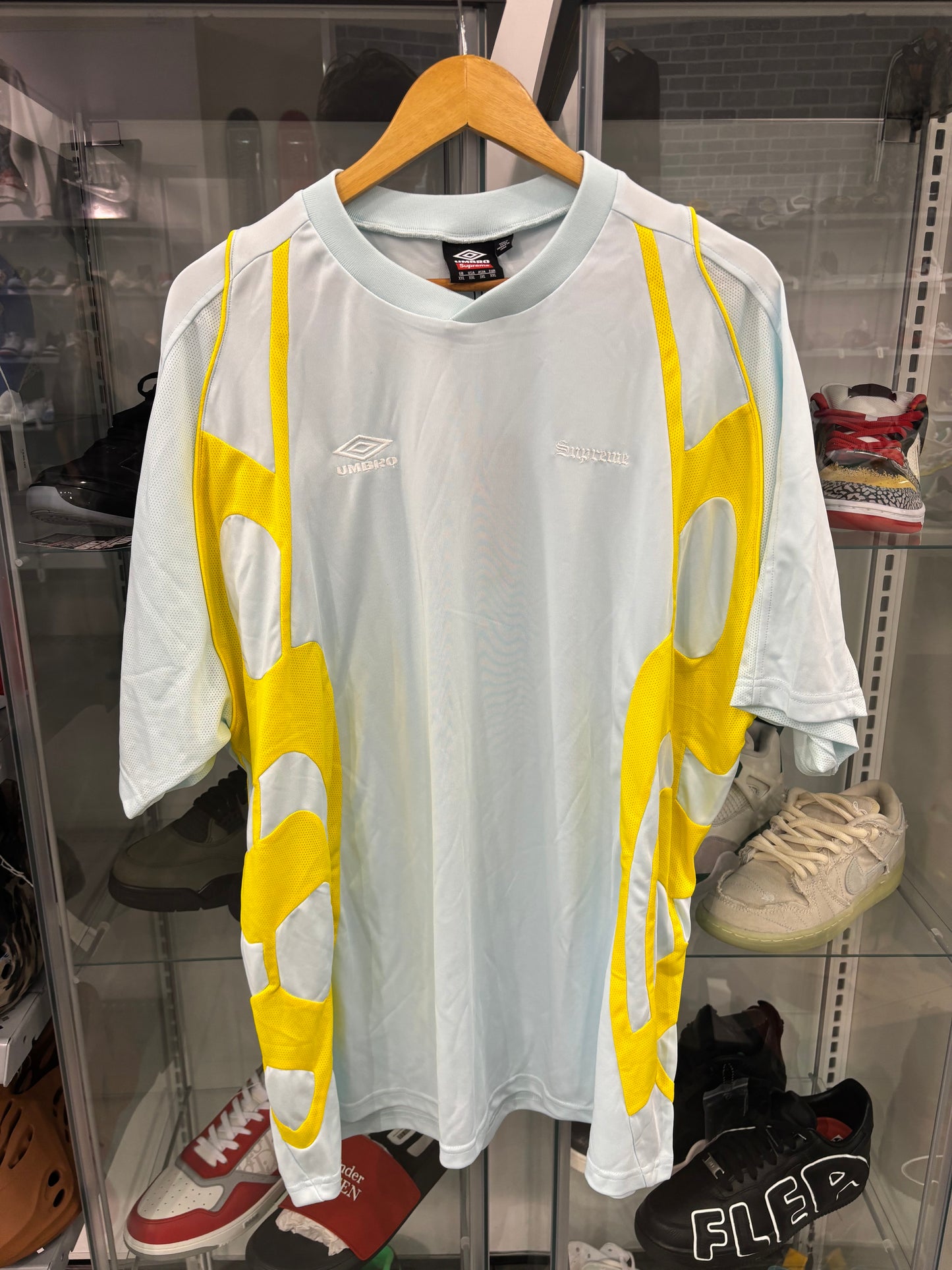 Supreme Umbro Old English Soccer Jersey Light Blue