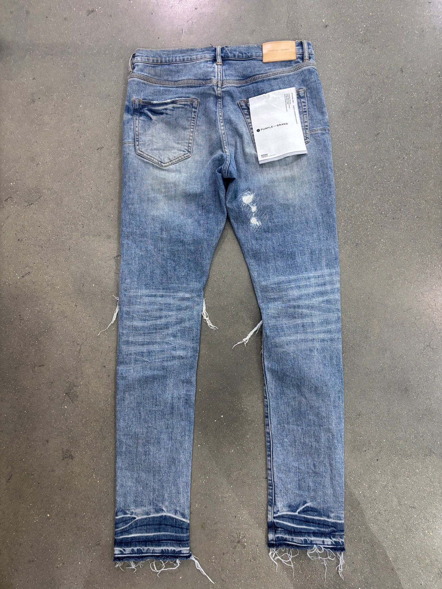 Preowned Purple P001 Ripped Patched Jeans Blue
