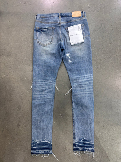 Preowned Purple P001 Ripped Patched Jeans Blue