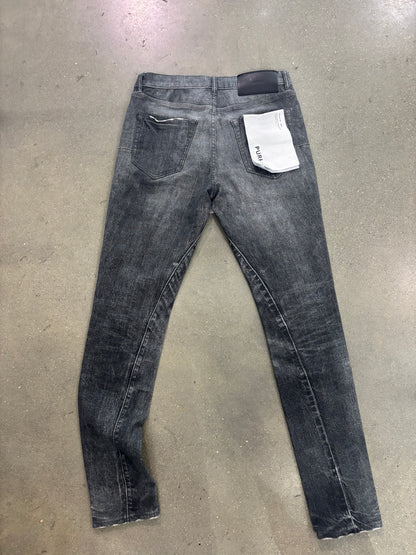 Preowned Purple Embellished Distressed Jeans Washed Black
