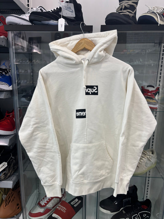 Preowned Supreme Comme Des Garcons Split Box Logo Hooded Sweatshirt White