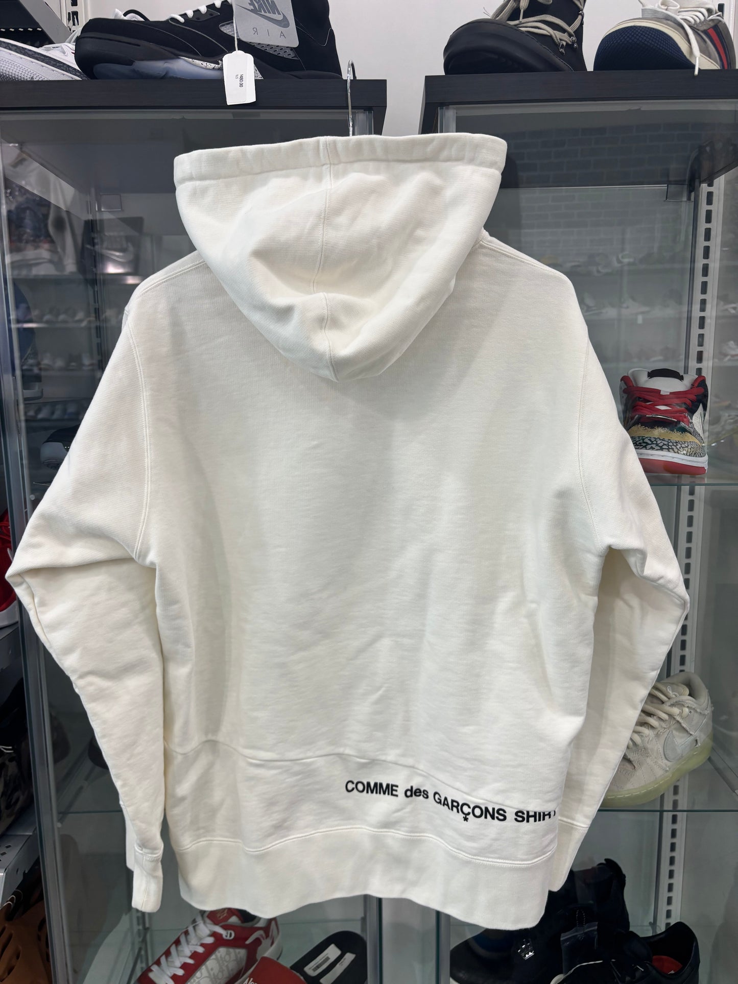 Preowned Supreme Comme Des Garcons Split Box Logo Hooded Sweatshirt White