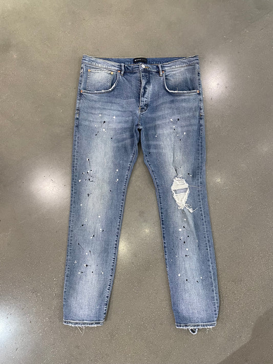 Preowned Purple P002 Jeans Blue with Paint