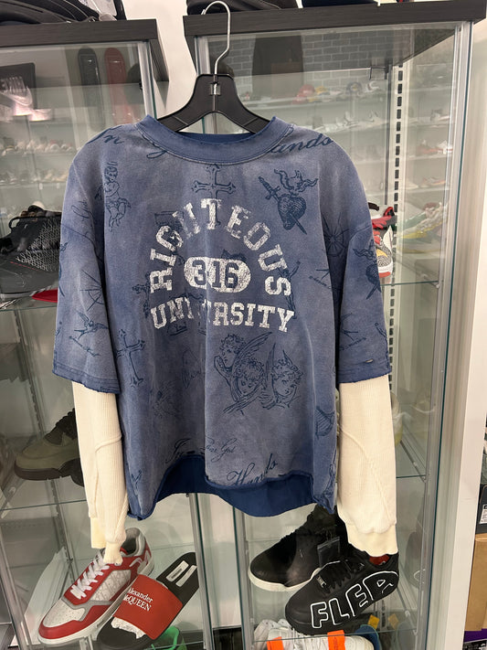 PREOWNED We Are Righteous Righteous University Thermal Longsleeve Blue Size M