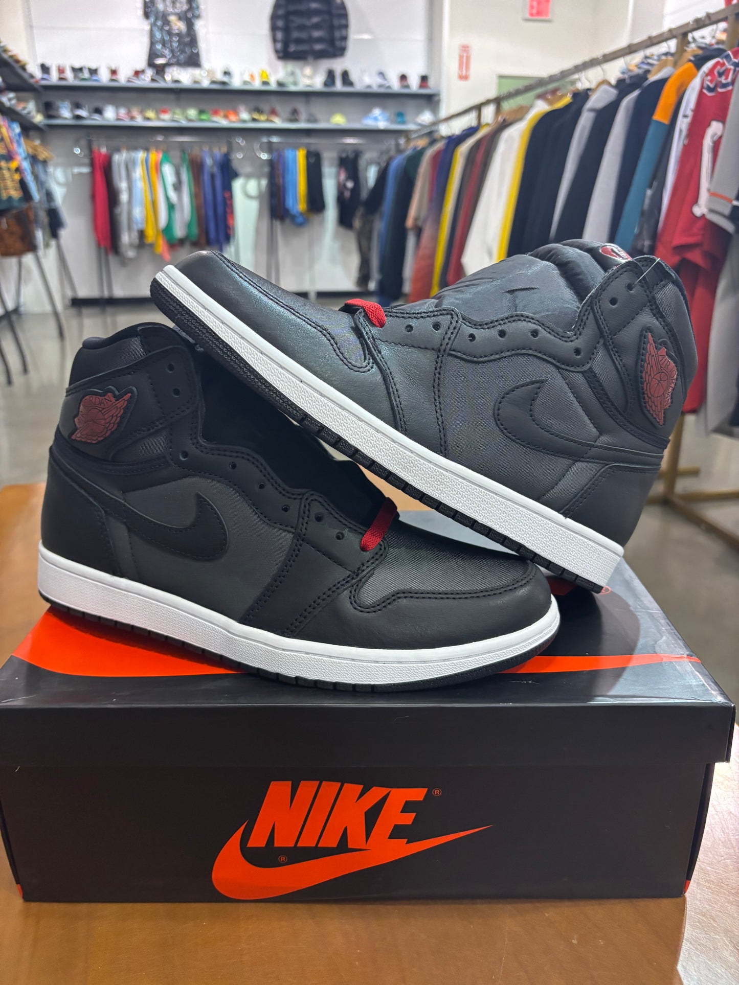 Air Jordan 1 Black Satin Gym Red
