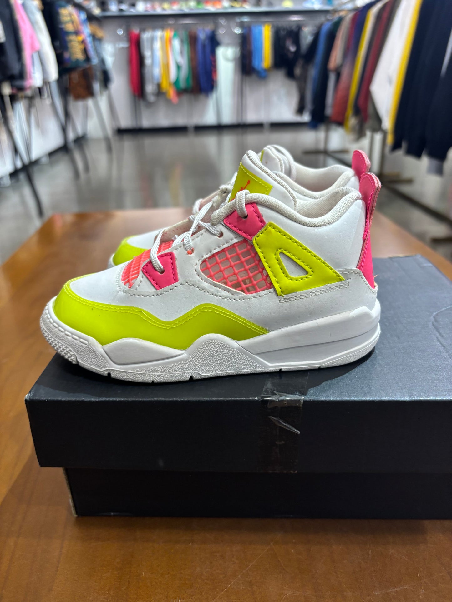 Preowned Air Jordan 4 White Lemon Pink