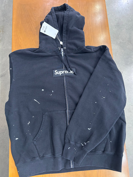 Supreme MM6 Maison Margiela Box Logo Zip Up Hooded Sweatshirt Black