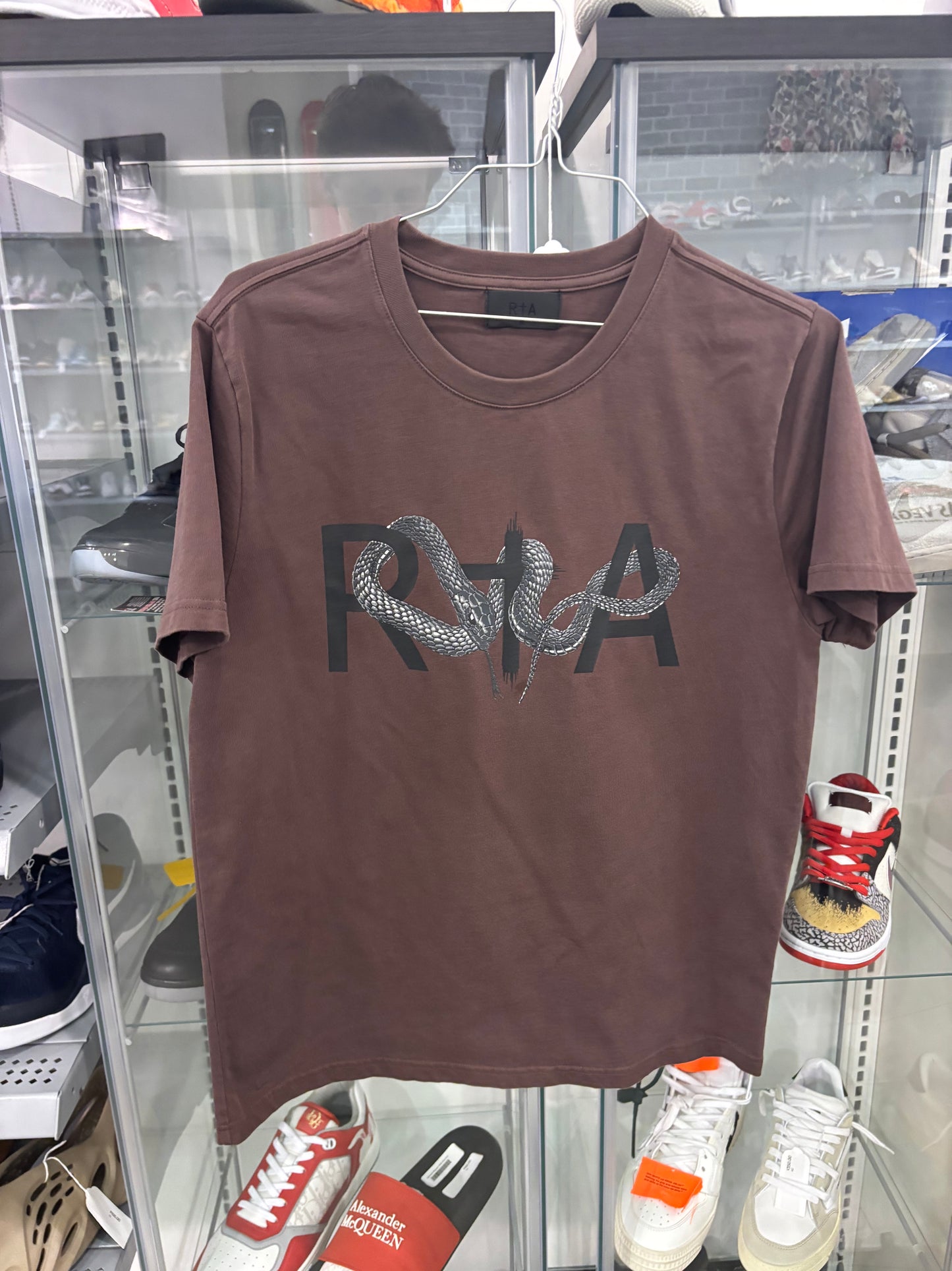 Preowned RTA Liam Blush Snake Logo Tee Brown