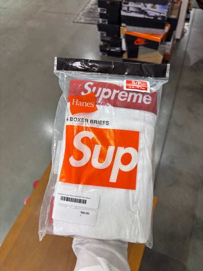 Supreme Hanes Boxer Briefs (4 Pack) White