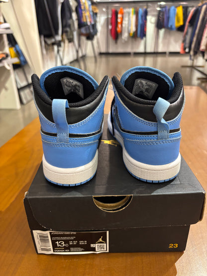 Preowned Air Jordan 1 Mid University Blue Black