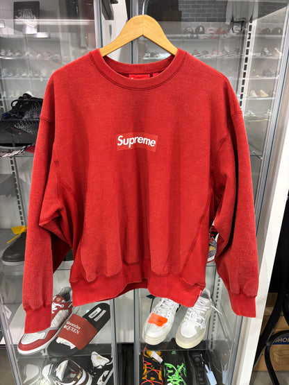 Preowned Supreme Washed Box Logo Crewneck Red