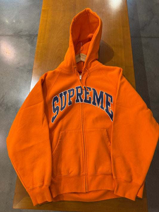 Supreme Cracked Raglan Zip Up Hooded Sweatshirt Dark Orange