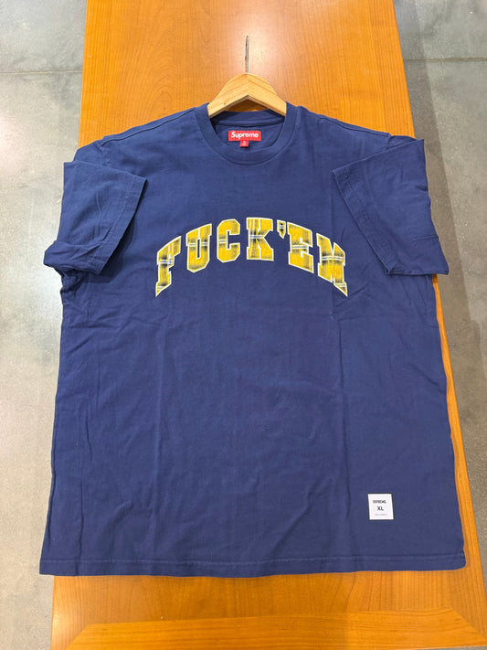 Supreme Fuck Em Plaid S/S Top Navy