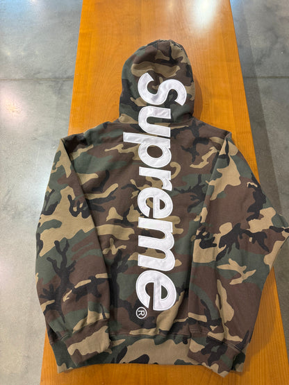 Supreme Satin Applique Hooded Sweatshirt Woodland Camo