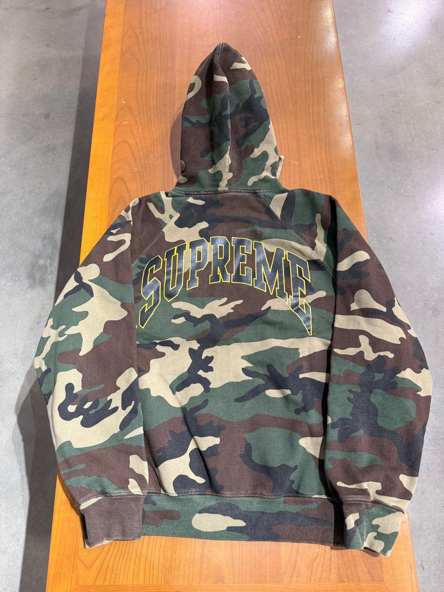 Supreme Cracked Raglan Zip Up Hooded Sweatshirt Woodland Camo