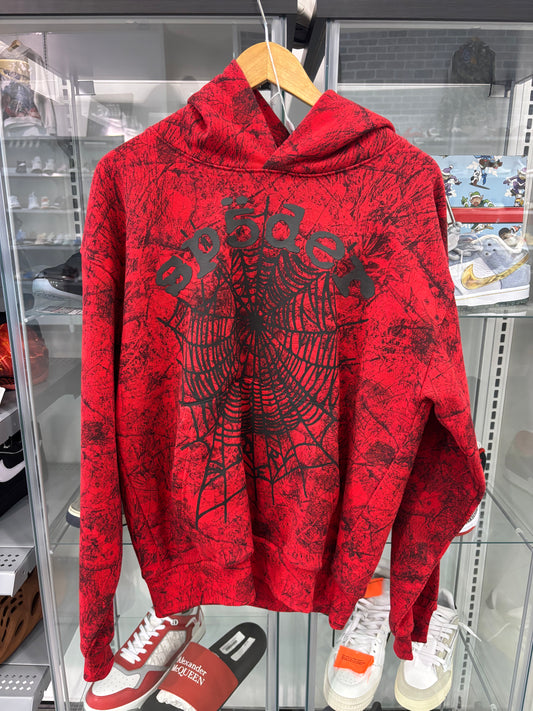 Preowned Sp5der Hoodie Red Black