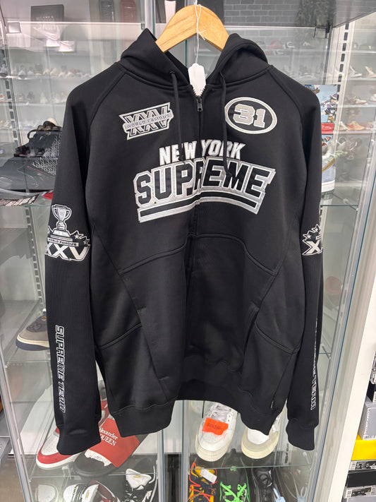 Supreme Football Zip Up Hooded Sweatshirt Black
