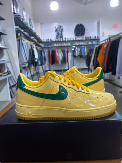 Nike Air Force 1 Low Patent Leather Topaz Gold Pine Green