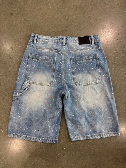 Preowned Serenade Luxury Rhinestone Light Wash Denim Shorts