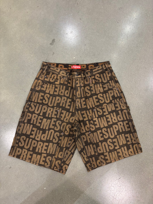 Supreme Repeat Jacquard Double Knee Denim Short Dark Brown