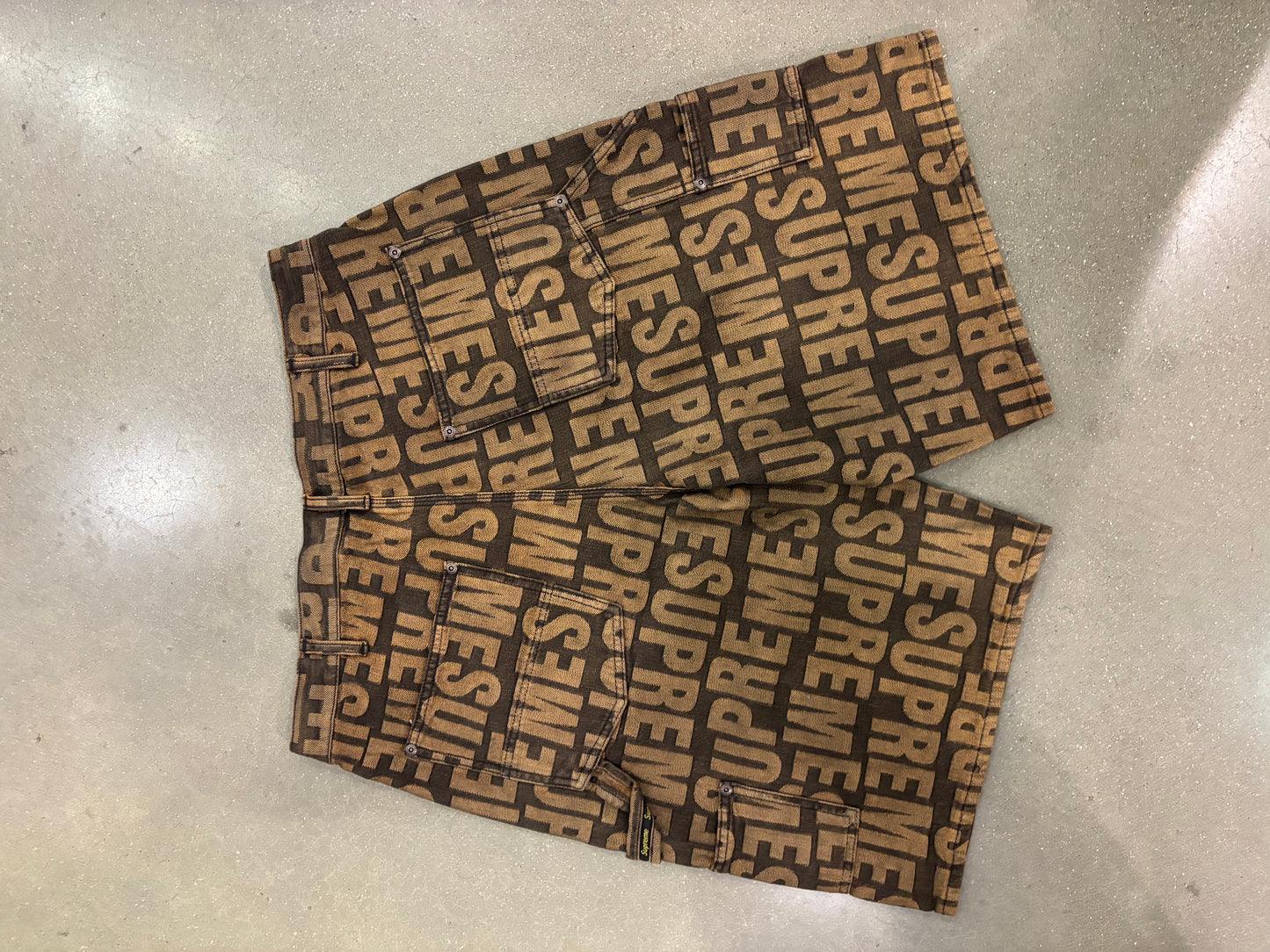 Supreme Repeat Jacquard Double Knee Denim Short Dark Brown