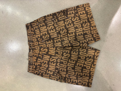 Supreme Repeat Jacquard Double Knee Denim Short Dark Brown