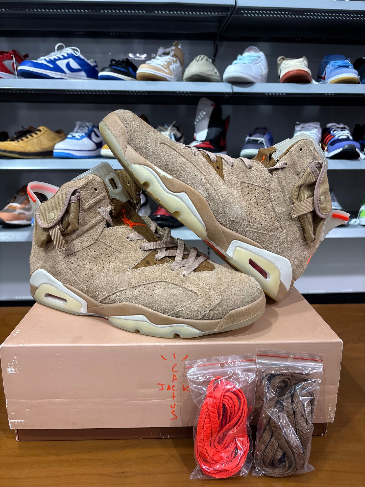 Preowned Air Jordan 6 Travis Scott British Khaki