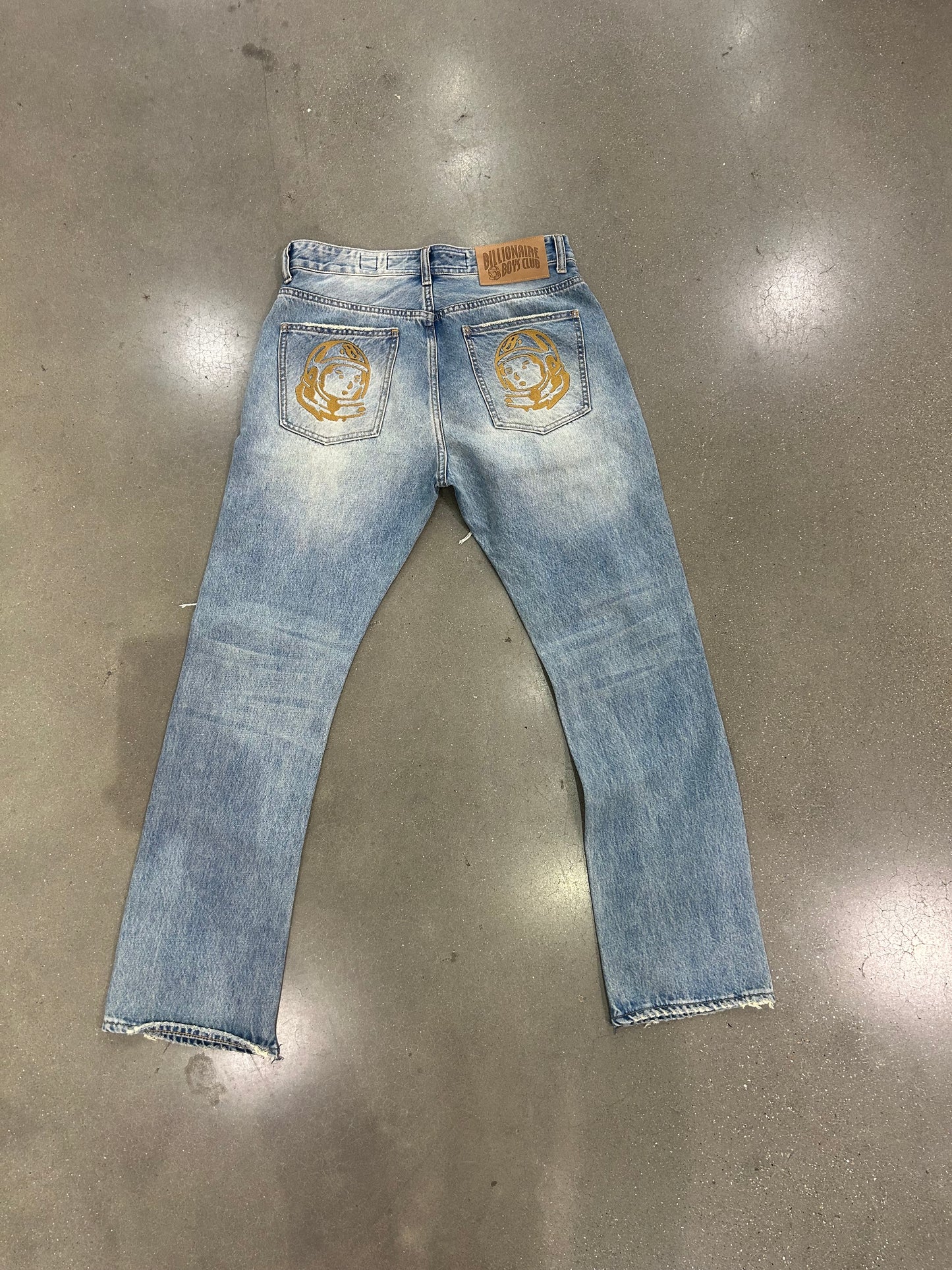 Preowned Billionaire Boys Club Washed Ripped Jeans Blue