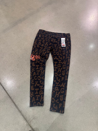 Preowned Ksubi Jeans Brown With Writing