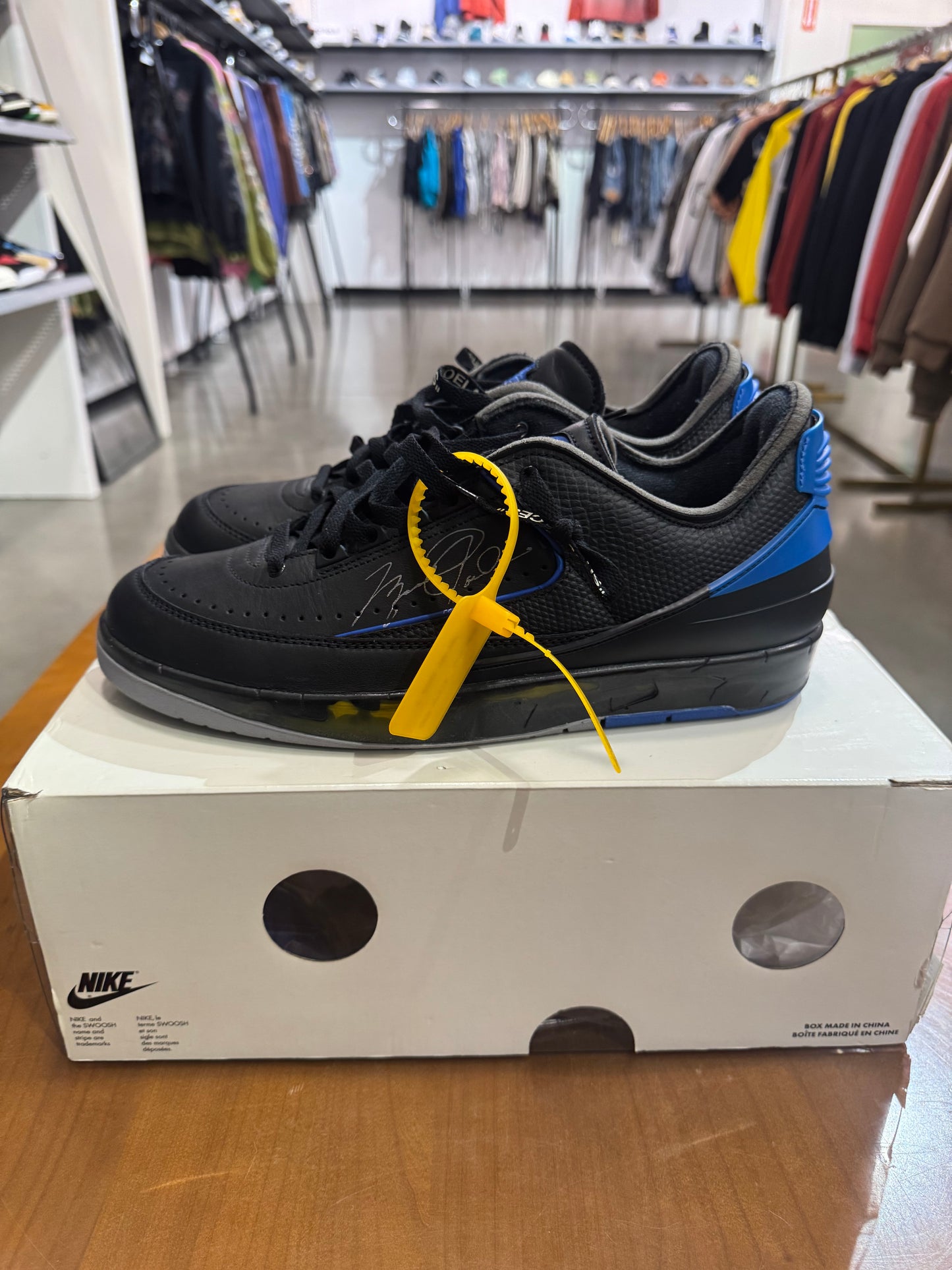 Preowned Air Jordan 2 Low Off-White Black Blue