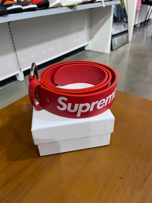 Preowned Supreme Repeat Leather Belt Red