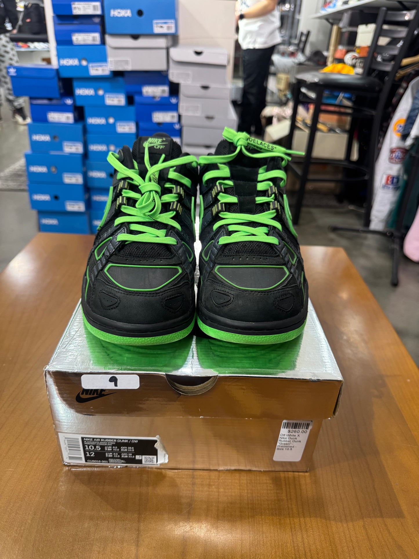 PO Off White Rubber Dunk Low Green Strike