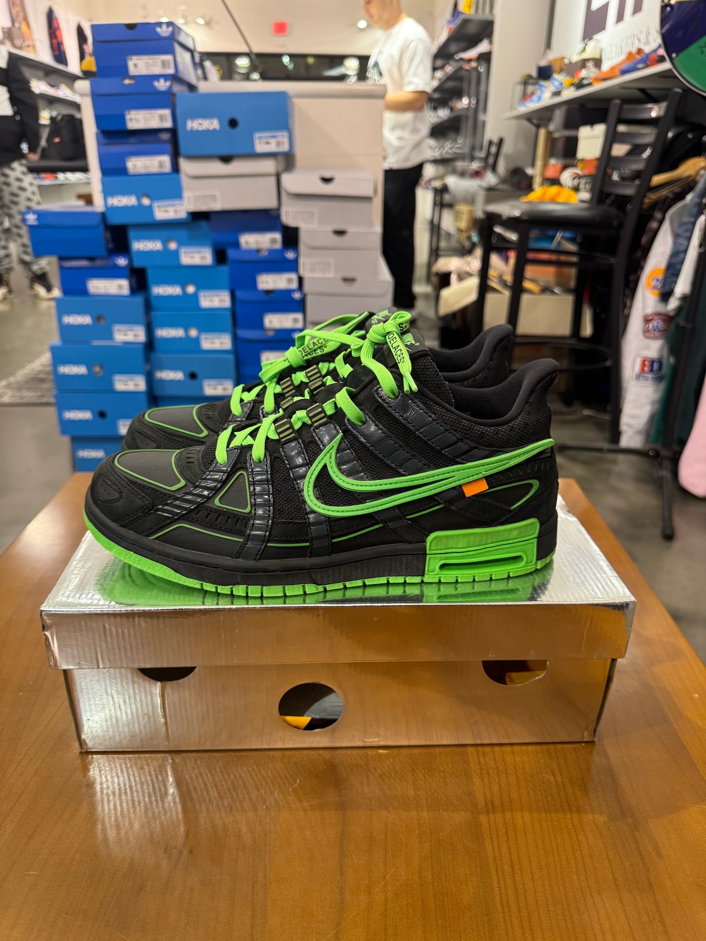 PO Off White Rubber Dunk Low Green Strike