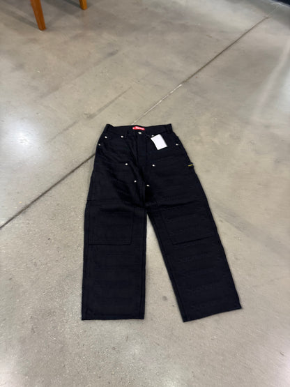 Supreme Jacquard Logos Double Knee Denim Painter Jean Black