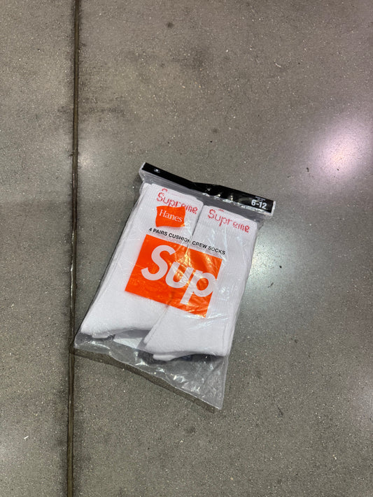 Supreme Hanes Crew Socks White