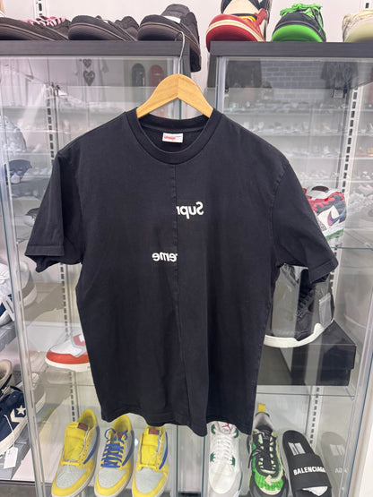 Preowned Supreme Comme Des Garcons Split Box Logo Tee Black